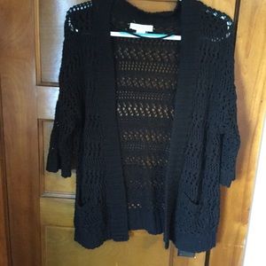 Anthropologie Black Crochet Open Cardigan